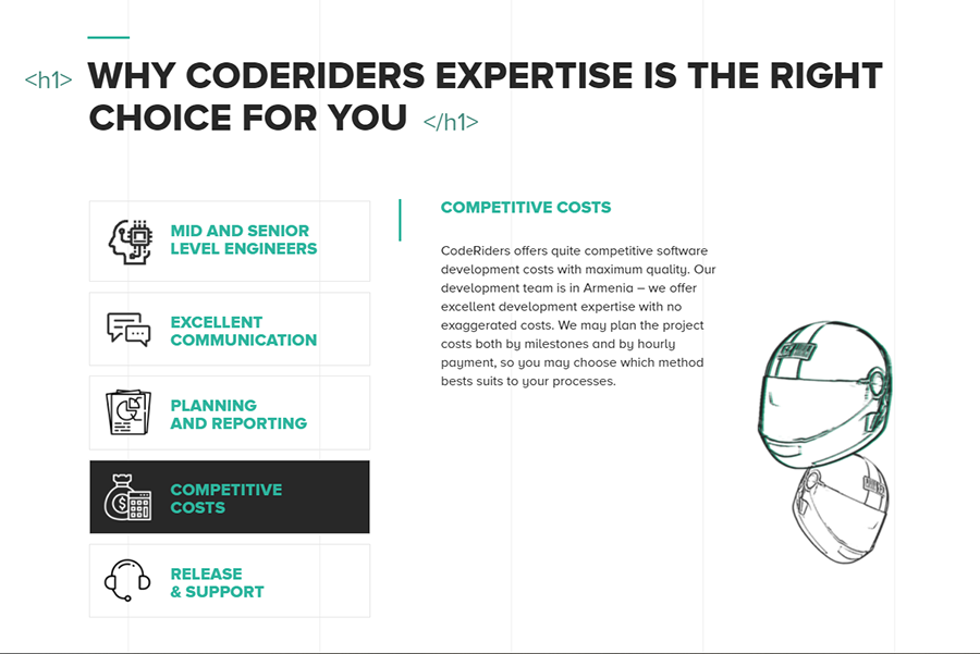Why CodeRiders expertise is the right choice for you Competitive and flexible software development costs