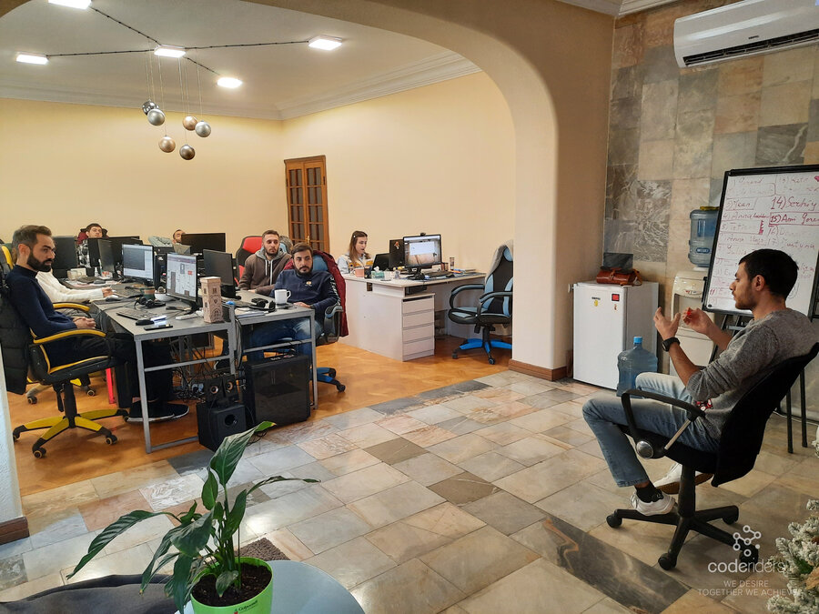 Functional organizational model holds huge control over employees Team CodeRiders exchanging knowledge and supporting employees' opinions and decision making rights