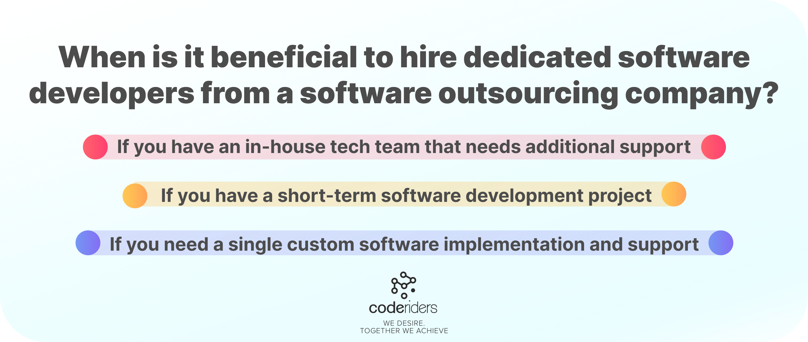 The benefits of hiring dedicated software developers from a software outsourcing company When is it beneficial to hire dedicated software developers from a software outsourcing company
