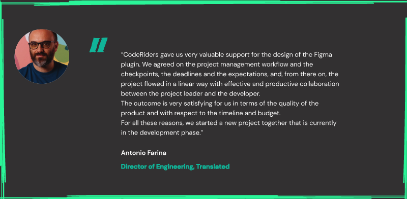 A review of CodeRiders React developer who built a Figma plugin CodeRiders client reviews the software outsourcing project of building a figma plugin with React developer