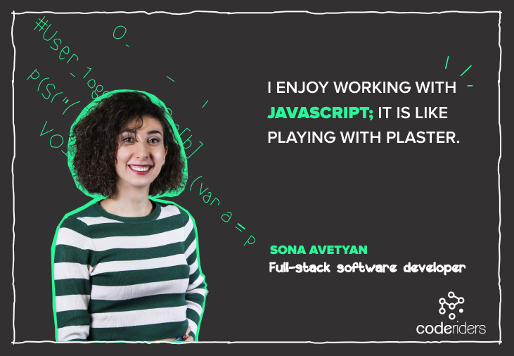 Sona Avetyan a full stack software developer at CodeRiders talks about the importance of JavaScript and its top popular frameworks Node.js, React.js, Vue.js in the international IT industry CodeRiders software development outsourcing company